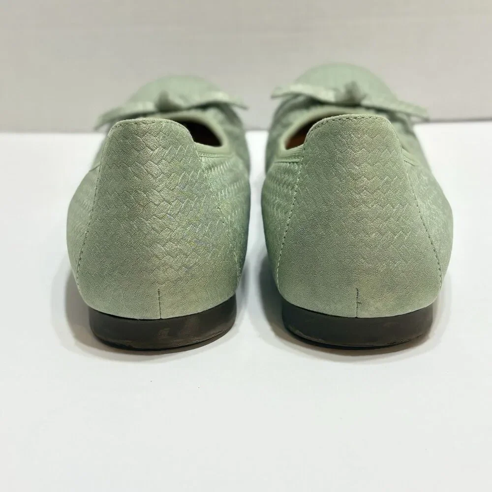 Vionic Amorie Women’s US 7 Velvet Sage Leather Orthotic Slip-On Bow Ballet Flat